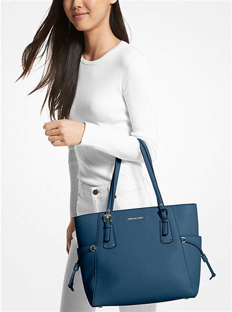 michael kors voyager small pebbled leather tote bag|Michael Kors two tone bag.